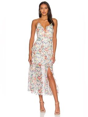 NEW Saloni Silk Floral Dress US Size 6 - Perfect For Wedding Trip Europe Italy